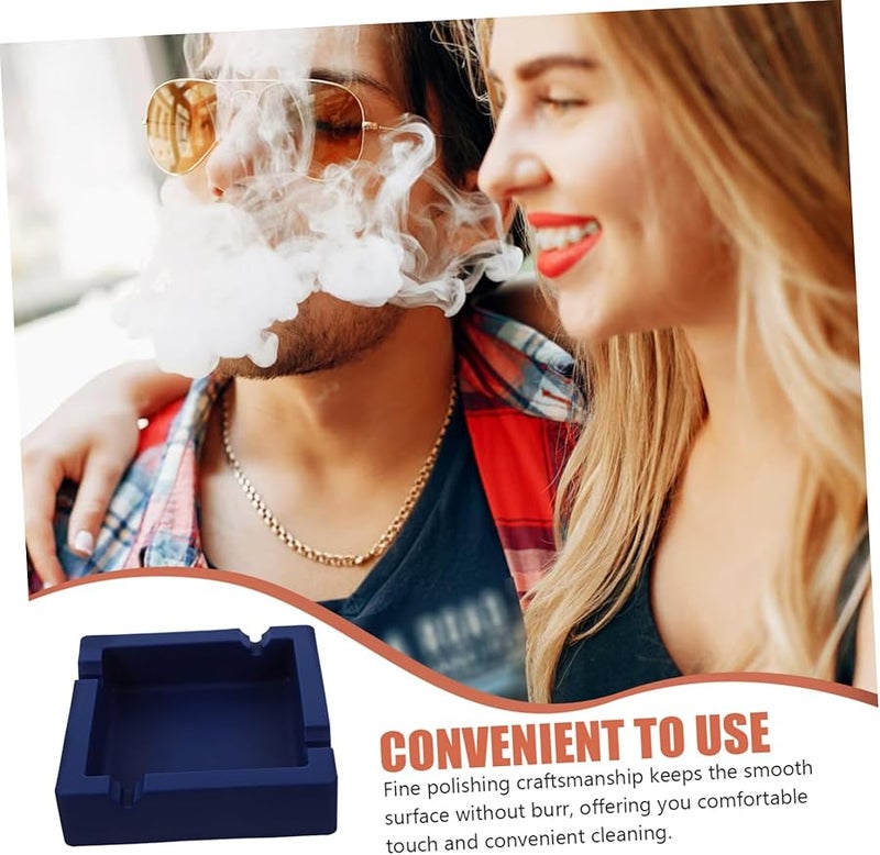Silicone Ashtray High Temperature Resistant Square Indoor Outdoor Easy Clean Blue - Image 4